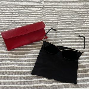 Guess Black Cat Eye Sun Glasses with gold trim & rhinestone embellishment